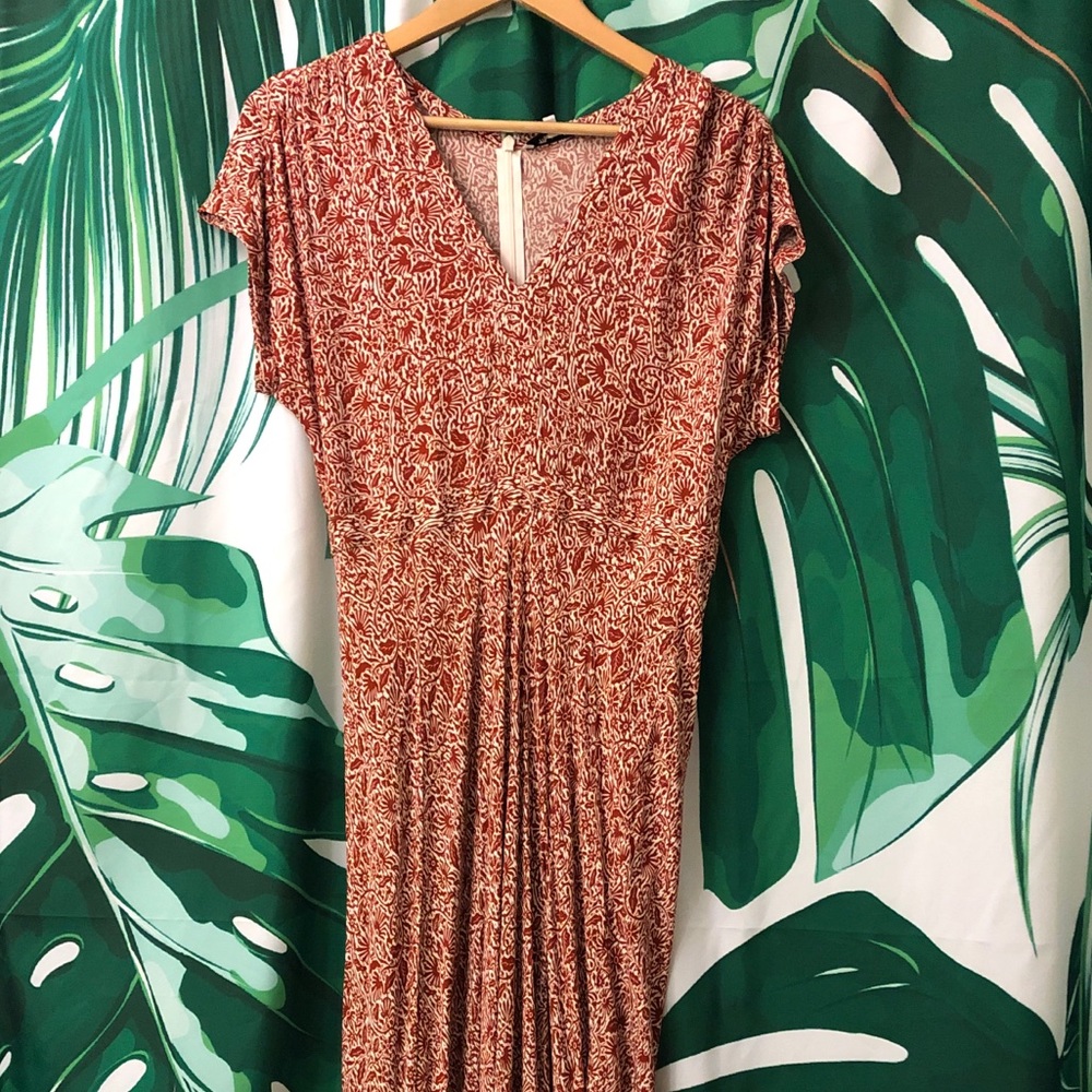 Madewell floral maxi dress orange white size 6